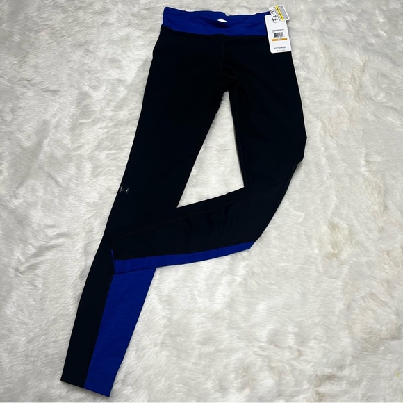 Under Armour Black and Blue Leggings l Full Length l Small l NWT New With Tags - Picture 1 of 3